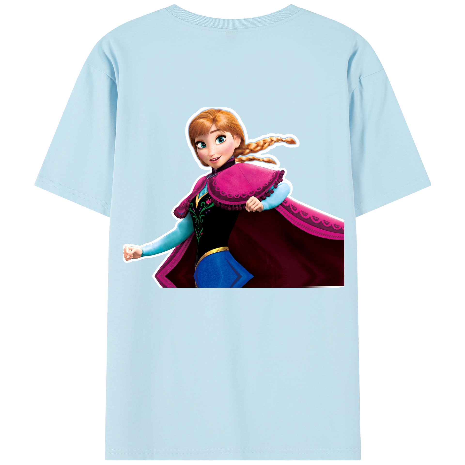 （画像用） アナと雪の女王 アンナ エルサ Frozen Anna Elsa 綿100％半袖Tシャツ（背面プリント）
